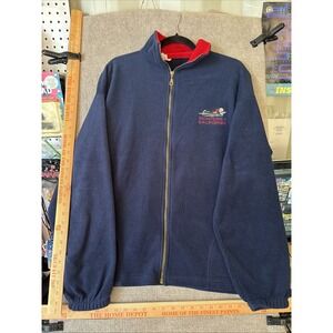 Jacket Blue Fleece Zip Front Pockets Logo Monterey California Men's Size Large